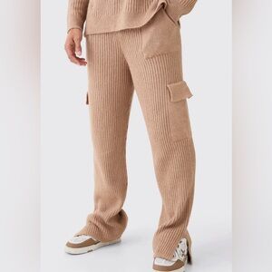 RELAXED MARL RIBBED KNIT CARGO JOGGERS size S